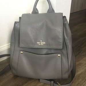 Kate Spade Light Grey Leather Backpack